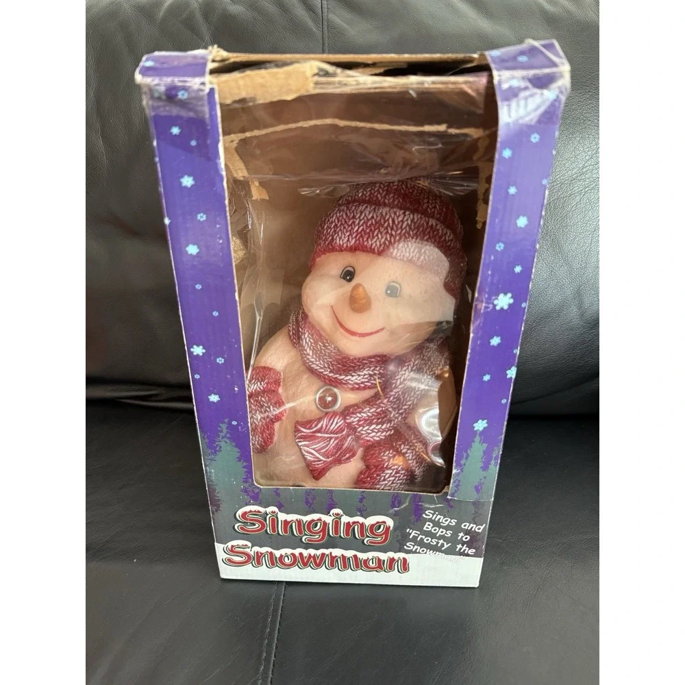 Vtg Rubber Singing Snowman Dances Bops to Frosty the Snowman w Box Christmas 11" - Picture 8 of 11